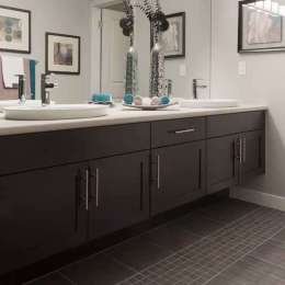 Yorkshire door style in Maple finished in Smoke